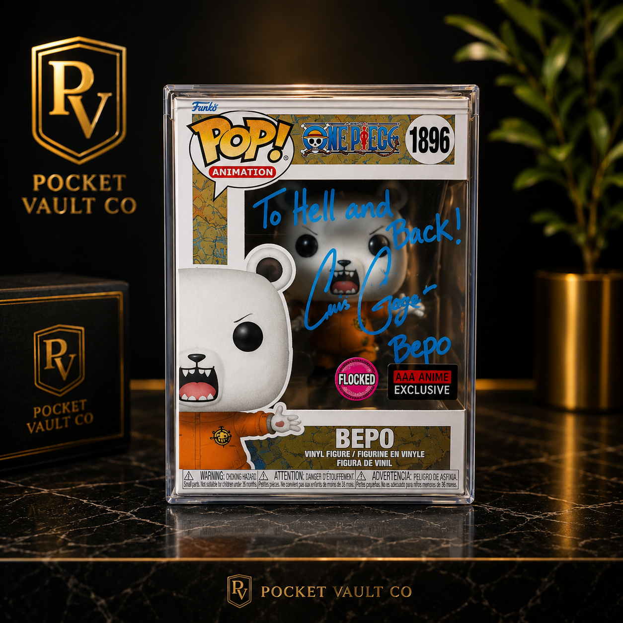 Authenticated Signed Bepo Flocked Funko Pop #1896 AAA Anime Exclusive | One Piece